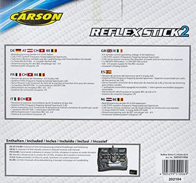 Carson Modellsport Reflex Stick II RC handzender 2,4 GHz Aantal kanalen: 6 Incl. ontvanger Carson Modellsport Reflex Stick II RC handzender 2,4 GHz Aantal kanalen: 6 Incl. ontvanger