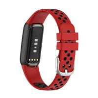 Fitbit Luxe - Siliconen sportbandje - Maat: Large - Rood + zwart - thumbnail
