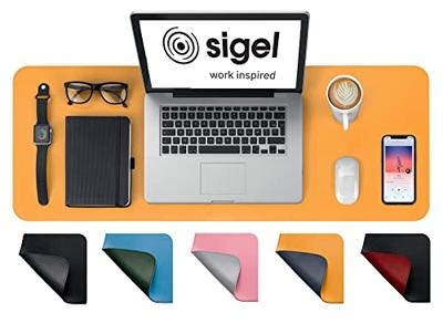 Sigel SI-SA601 Onderlegger Oprolbaar Geel-grijs, 800x300x2mm Imitatieleer, Dubbelzijdig