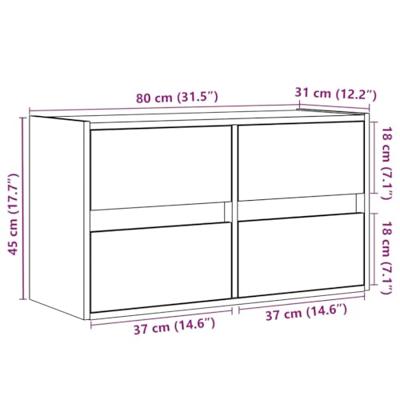 Tv-wandmeubel met LED-verlichting 80x31x45 cm gerookt eiken