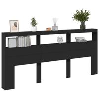 Hoofdbordkast met LED-verlichting 220x17x102 cm zwart - thumbnail