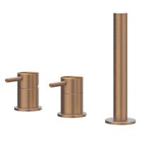 Badrandcombinatie IVY Concord 3-gats Mengkraan Met Uittrekbare Handdouche Zonder Uitloop RVS316 Geborsteld Mat Koper PVD - thumbnail