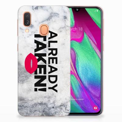 Samsung Galaxy A40 | Siliconen hoesje | met naam Already Taken White
