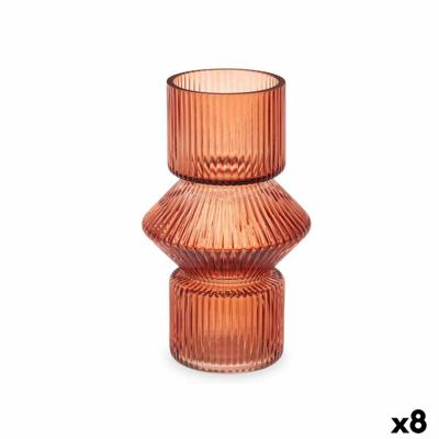 Vaas Strepen Oranje Kristal 9,5 x 16,5 x 9,5 cm (8 Stuks)