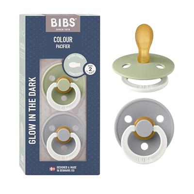 BIBS Glow Fopspeen 6-18 Maanden Symmetrical Sage/Cloud - thumbnail