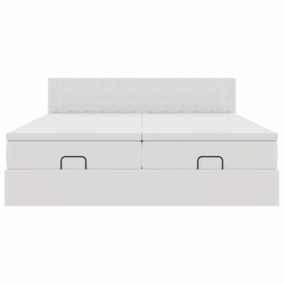 Ottoman bed met matrassen 180x200cm kunstleer wit