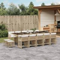 15-delige Tuinset met kussens poly rattan beige - thumbnail