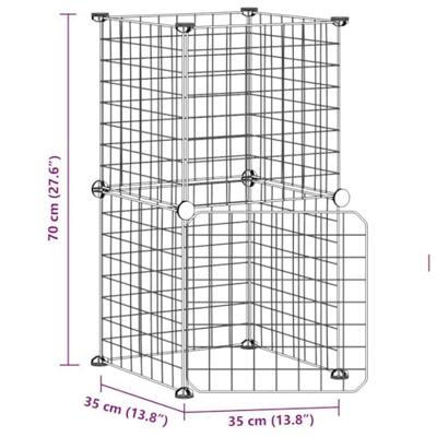 VidaXL Huisdierenkooi met deur 8 panelen 35x35 cm staal zwart
