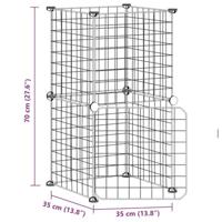 Huisdierenkooi met deur 8 panelen 35x35 cm staal zwart - thumbnail