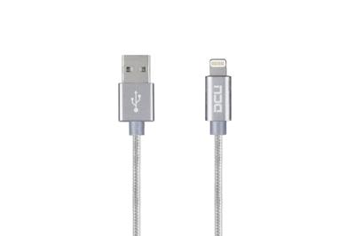 Dcu tecnologic Oplaadkabel Lightning-kabel goedgekeurd Apple inc. USB 2.0 compatibel met iPhone, iPad, iPod aluminium 1m zilver