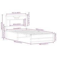 Bedframe zonder matras bewerkt hout bruin eikenkleur 75x190 cm - thumbnail