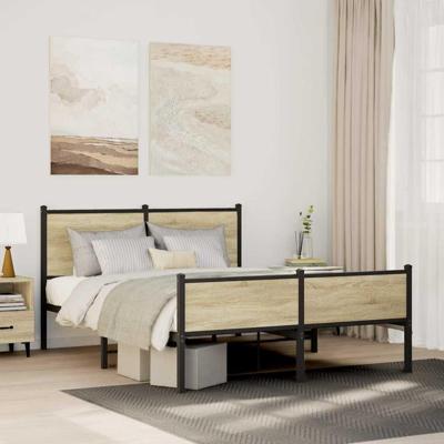 Bedframe zonder matras metaal sonoma eikenkleurig 150x200 cm