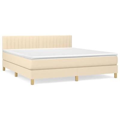 Boxspring met matras stof crèmekleurig 160x200 cm