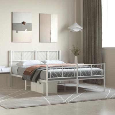 Bedframe met hoofd- en voeteneinde metaal wit 120x200 cm