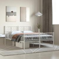 Bedframe met hoofd- en voeteneinde metaal wit 120x200 cm - thumbnail