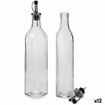 Olie en azijnset Vivalto Transparant Glas Siliconen Roestvrij staal Kristal 500 ml 2 x 50 ml 5,7 x 29,5 x 5,7 cm 12 x 31 x 6 cm