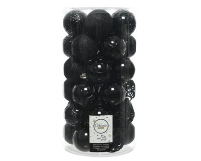 Decoris Kerstballenset kunststof 6cm 37st zwart