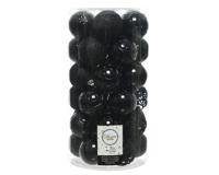 Decoris Kerstballenset kunststof 6cm 37st zwart - thumbnail