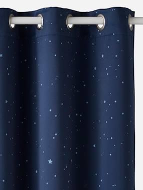 Glow-in-the-dark oogjesgordijn met sterretjesprint marine bdrukt