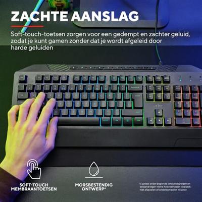 Trust GXT 836 Evocx Verlicht gaming-toetsenbord Toetsenbord Zwart - thumbnail