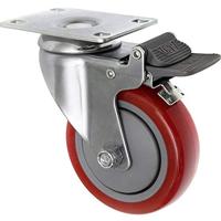TOOLCRAFT TO-5137956 Zwenkwiel 100 mm met parkeerrem en schroefplaat Draagvermogen (max.): 125 kg - thumbnail