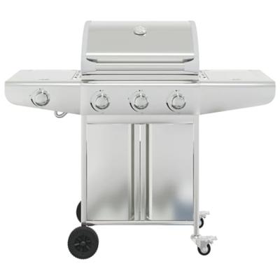VidaXL Gasbarbecue met 4 branders roestvrij staal zilverkleurig - thumbnail