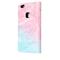 Huawei P10 Lite horizontaal Roze groen marmer patroon PU leren Flip Hoesje met houder en opbergruimte voor pinpassen & geld - thumbnail