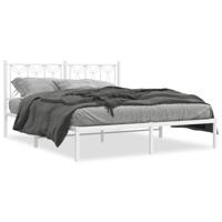 Bedframe met hoofdbord metaal wit 150x200 cm - thumbnail