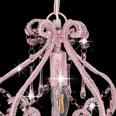 VidaXL Plafondlamp met kralen rond e14 roze VidaXL Plafondlamp met kralen rond e14 roze