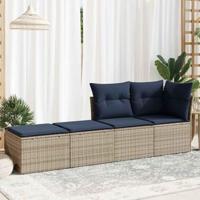 2-delige Loungeset met kussens poly rattan acacia grijs - thumbnail