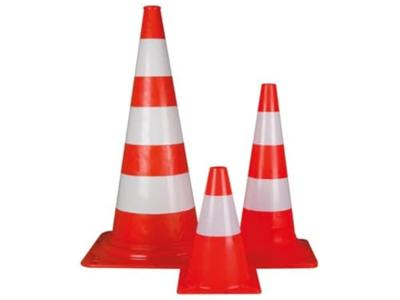 Perel signalisatiekegel, 30 cm hoog, rood/wit