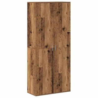 Hoge Kast Oud Hout 80x35x180 cm Bewerkt Hout