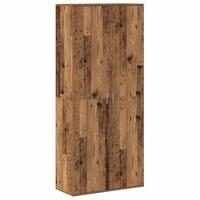 Hoge Kast Oud Hout 80x35x180 cm Bewerkt Hout - thumbnail