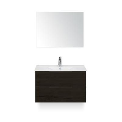 Seville Badmeubelset 80 cm - Black Oak Edge greep - Wastafel Enjoy - met Spiegel