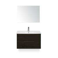 Seville Badmeubelset 80 cm - Black Oak Edge greep - Wastafel Enjoy - met Spiegel - thumbnail