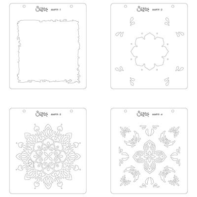 Sizzix • layered stencils mosaic flowers 4stuks