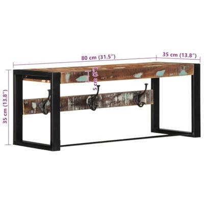 Kapstok 80x35x35 cm massief gerecycled hout meerkleurig