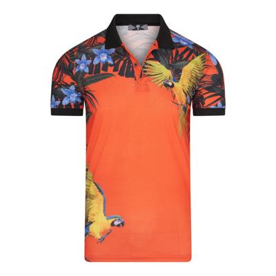 Ers - Albino - Heren Poloshirt - Vogelprint - Oranje Ers - Albino - Heren Poloshirt - Vogelprint - Oranje