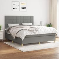 Boxspring met matras stof donkergrijs 180x200 cm - thumbnail