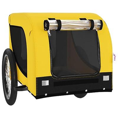 Hondenfietstrailer oxford stof en ijzer geel en zwart - thumbnail