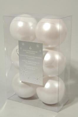 6 onbreekbare kerstballen winterwit 8 cm