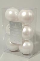 6 onbreekbare kerstballen winterwit 8 cm - thumbnail