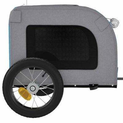 Hondenfietstrailer oxford stof en ijzer blauw en grijs