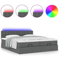Ottoman bed met matrassen en LED's 180x200cm stof donkergrijs - thumbnail