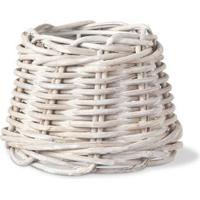 Lampenkap rond schuin | taps | rotan | rieten klemkap voor kroonluchter | lampenkap met klem | Ø13cm H9cm | wit - thumbnail