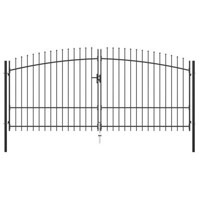 Hekpoort dubbele deur met speren bovenkant 400x225 cm