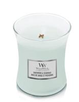 WoodWick Geurkaars Medium Sagewood & Seagrass - 11 cm / ø 10 cm - Geurkaars in Glas - Houten Lont - thumbnail