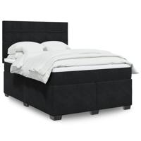 Boxspring met matras fluweel zwart 160x200 cm - thumbnail