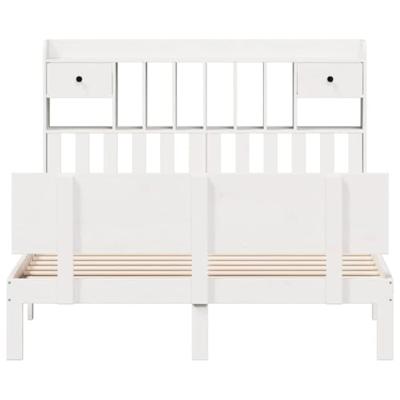 Bed met boekenkast zonder matras grenenhout wit 140x190 cm