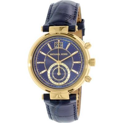 Michael Kors Dames MK2425 Blauw lederen Zwitsers chronograaf modehorloge Michael Kors Dames MK2425 Blauw lederen Zwitsers chronograaf modehorloge